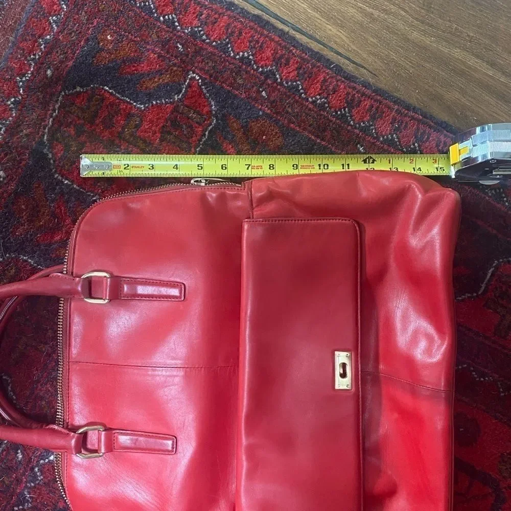 Jcrew red leather brief bag